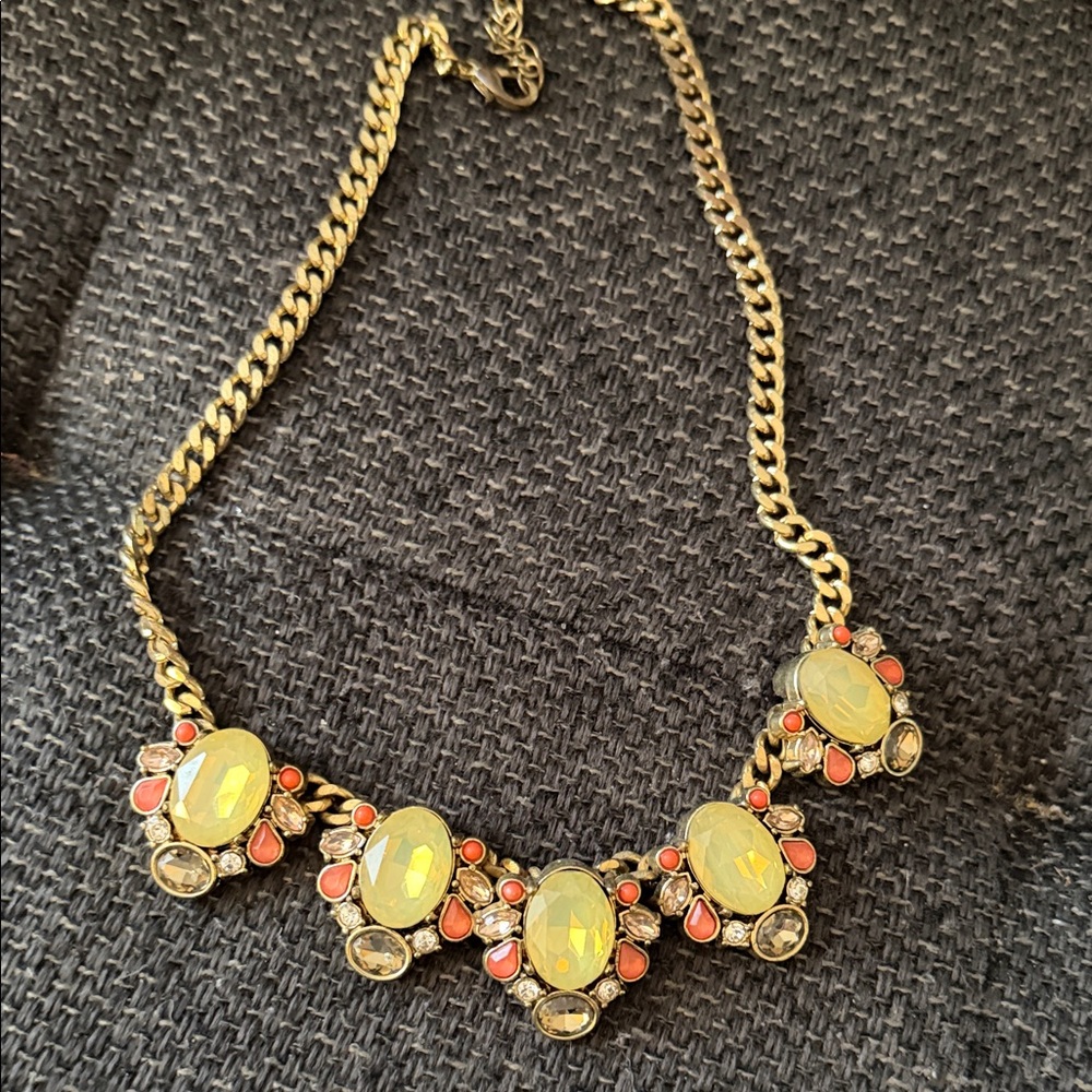 Elegant Gold and Orange Statement Necklace